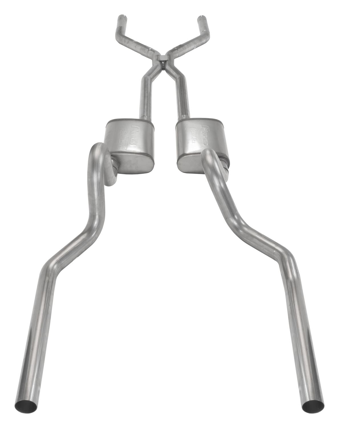 Pypes Crossmember Back w/H-Pipe Exhaust System 65-70 Mustang Split Rear Dual Exit 2.5 in Intermediate And Tail Pipe Hardware Incl Muffler And Tip Not Incl Pypes Exhaust - SFM43