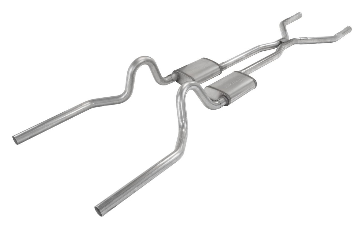 Pypes Crossmember Back w/H-Pipe Exhaust System 71-73 Mustang Split Rear Dual Exit 2.5 in Intermediate And Tail Pipe Violator Muffler/Hardware Incl Tip Not Incl Pypes Exhaust - SFM44V