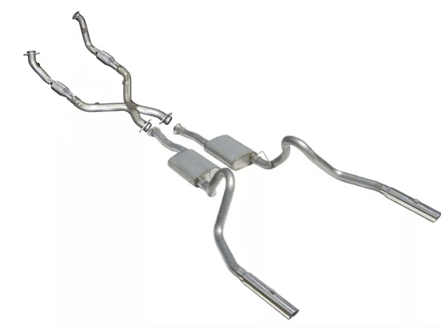 Pypes Cat Back Exhaust System 98-04 Mustang V6 Split Rear Dual Exit 2.5 in Intermediate Pipe And Tailpipe Street Pro Muffler/Hardware/3 in Polished Tips Incl Natural 409 Stainless Steel Pypes Exhaust - SFM56