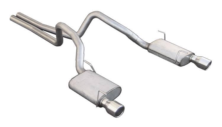 Pypes Cat Back Exhaust System 05-10 Mustang V8 Split Rear Dual Exit 2.5 in Intermediate Pipe And Tailpipe Violator Muffler/Hardware/4 in Polished Tips Incl Natural 409 Stainless Steel Pypes Exhaust - SFM62V
