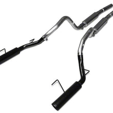 Pypes Cat Back Exhaust System 05-10 Mustang GT Split Rear Dual Exit 2.5 in Intermediate And Tail Pipe M80 Muffler/Hardware/4 in Black Tips Incl Natural Finish 409 Stainless Steel Pypes Exhaust - SFM66MB