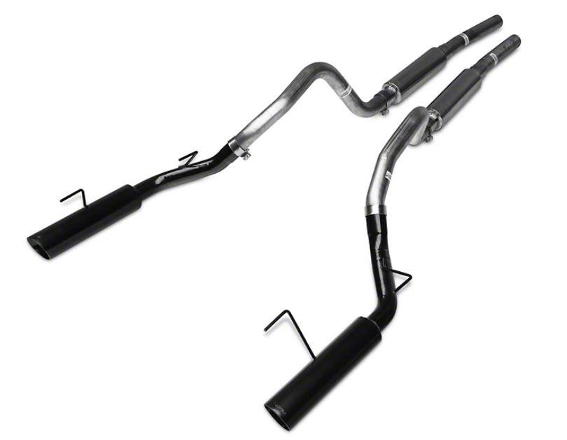 Pypes Cat Back Exhaust System 05-10 Mustang GT Split Rear Dual Exit 2.5 in Intermediate And Tail Pipe M80 Muffler/Hardware/4 in Black Tips Incl Natural Finish 409 Stainless Steel Pypes Exhaust - SFM66MB