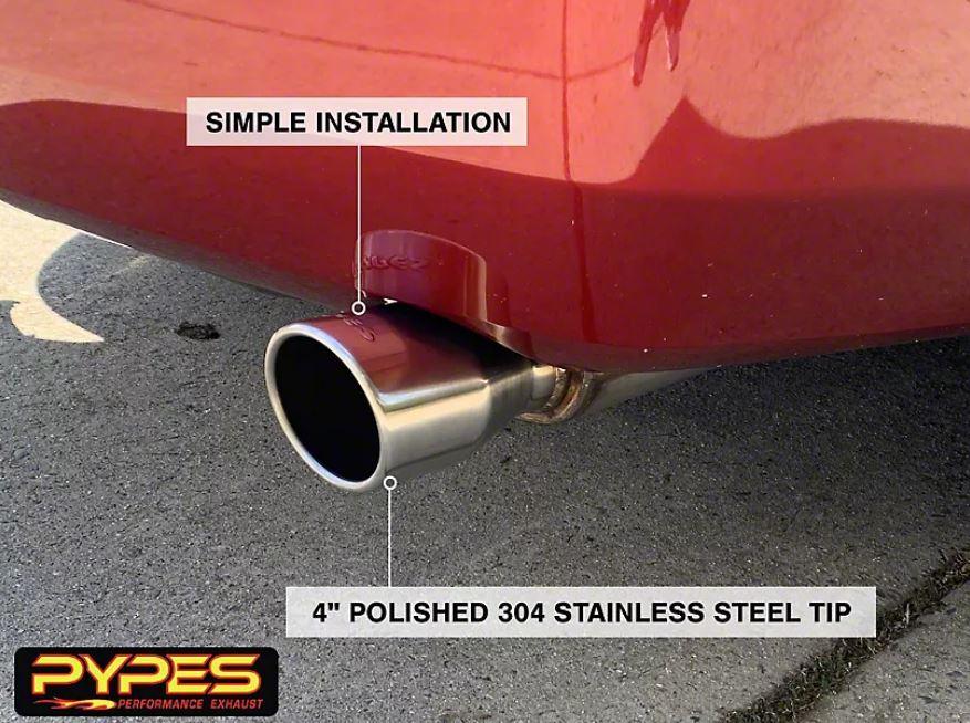 Pypes 2005-2010 Mustang V6 Axle Back Exhaust Kit 4 Inch 304SS Tip 409 Stainless Violator Muffler - SFM67