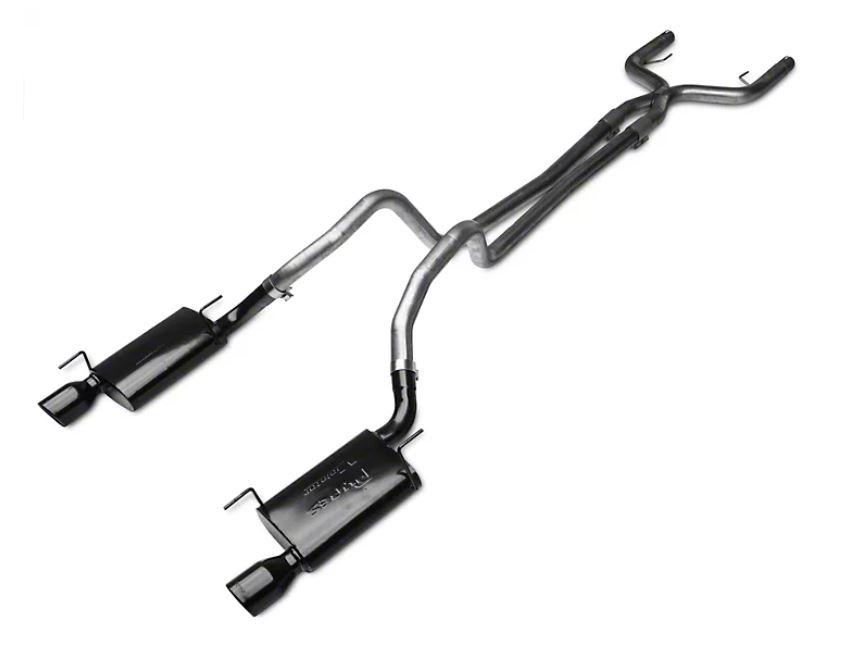 Pypes Cat Back Exhaust System 05-10 Mustang V6 Split Rear Dual Exit 2.5 in True Dual After-Cat X/Mid Pipes/Hardware/Violator Muffler/4 in Black Tips Incl Pypes Exhaust - SFM68B