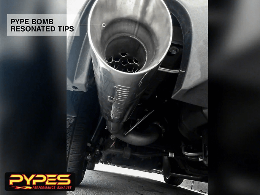 Pypes Pype Bomb Series Axle Back Exhaust System 11-14 Mustang V6 Split Rear Dual Exit 4 in Polished Tips Hardware Not Incl Polished 304 Stainless Steel Pypes Exhaust - SFM79MS
