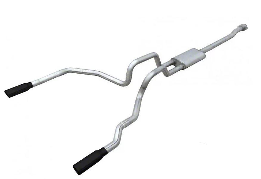 Pypes Cat Back Exhaust System 09-14 Ford F150 Split Rear Dual Exit 3 in Intermediate And Tail Pipe Violator Muffler Incl/Hardware/3.5 in Black Tips Incl Natural Finish 409 Stainless Steel Pypes Exhaust - SFT25VB