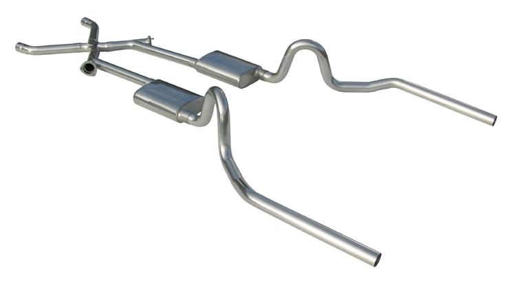 Pypes Crossmember Back w/Xchange Exhaust System 64-74 A-Body Split Rear Dual Exit 3 in Intermediate And Tail Pipe Violator Mufflers/Hardware Incl Tip Not Incl Pypes Exhaust - SGA14V