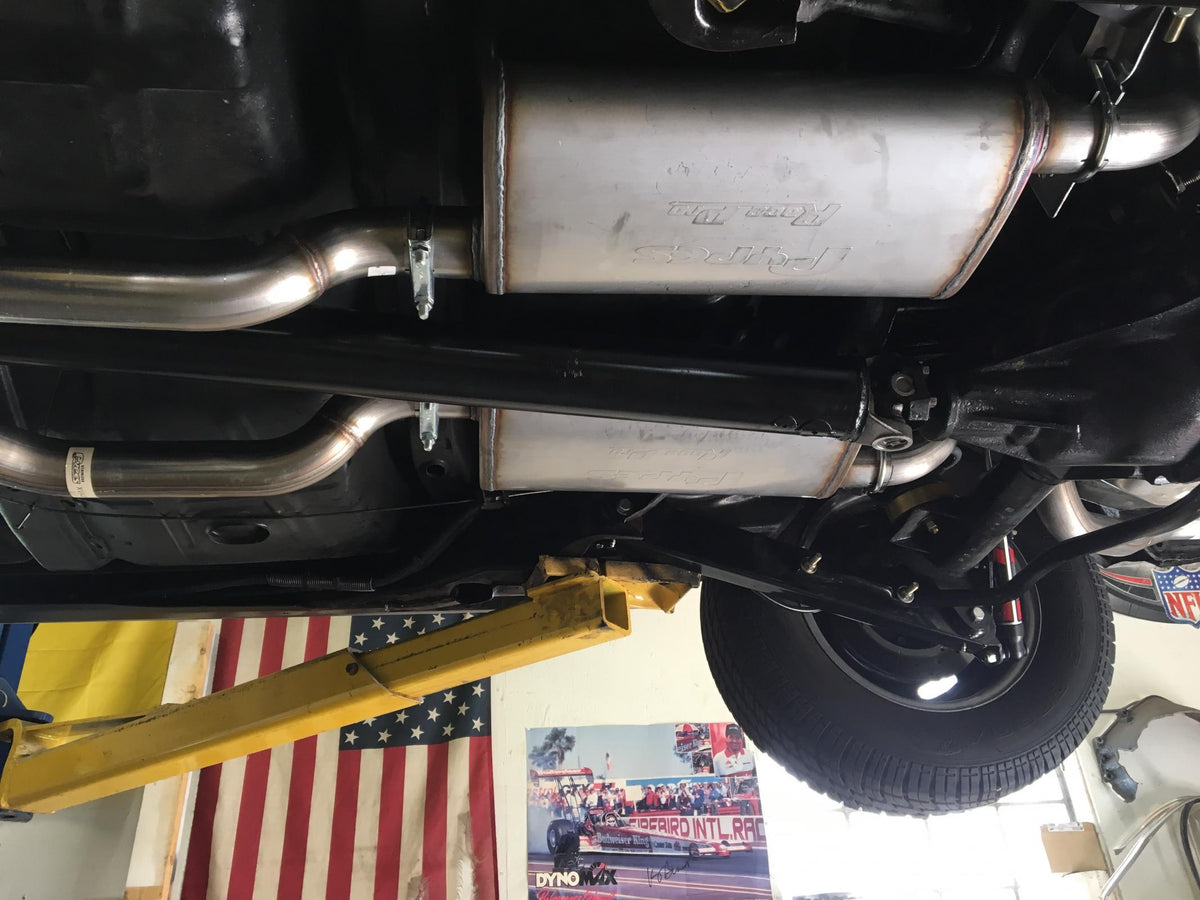 Pypes 68-72 Chevelle High Tuck 2.5 Inch Crossmember Back W/X-Pipe and Violator Mufflers System - SGA20V