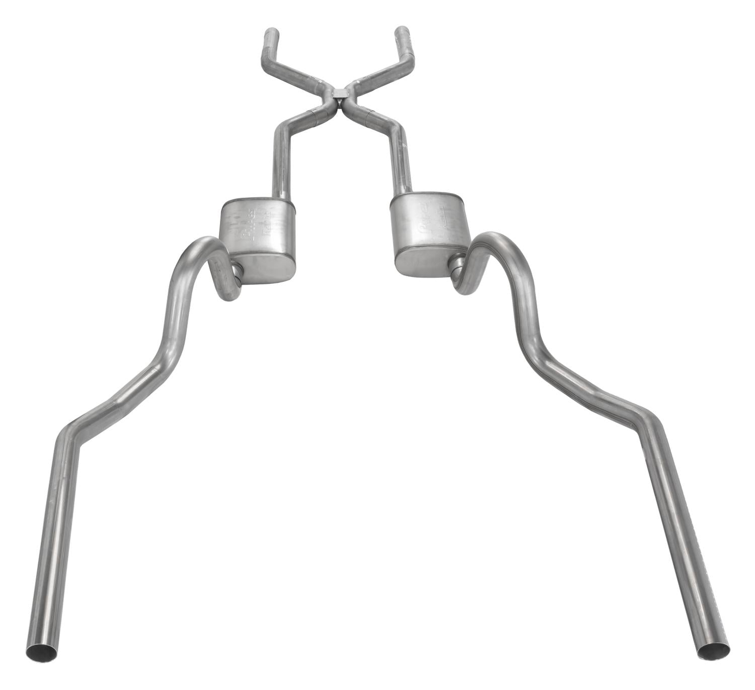 Pypes Crossmember Back w/H-Pipe Exhaust System 64-74 GM A Body Split Rear Dual Exit 3 in Intermediate And Tail Pipe Hardware Incl Muffler And Tip Not Incl Pypes Exhaust - SGA43