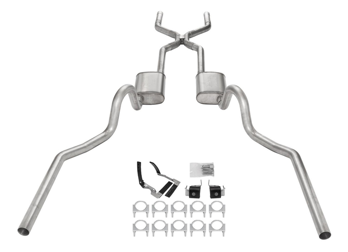 Pypes 1968-72 Olds 442 Crossmember-Back Valance Exit H pipe Violator Muffler - SGA48V
