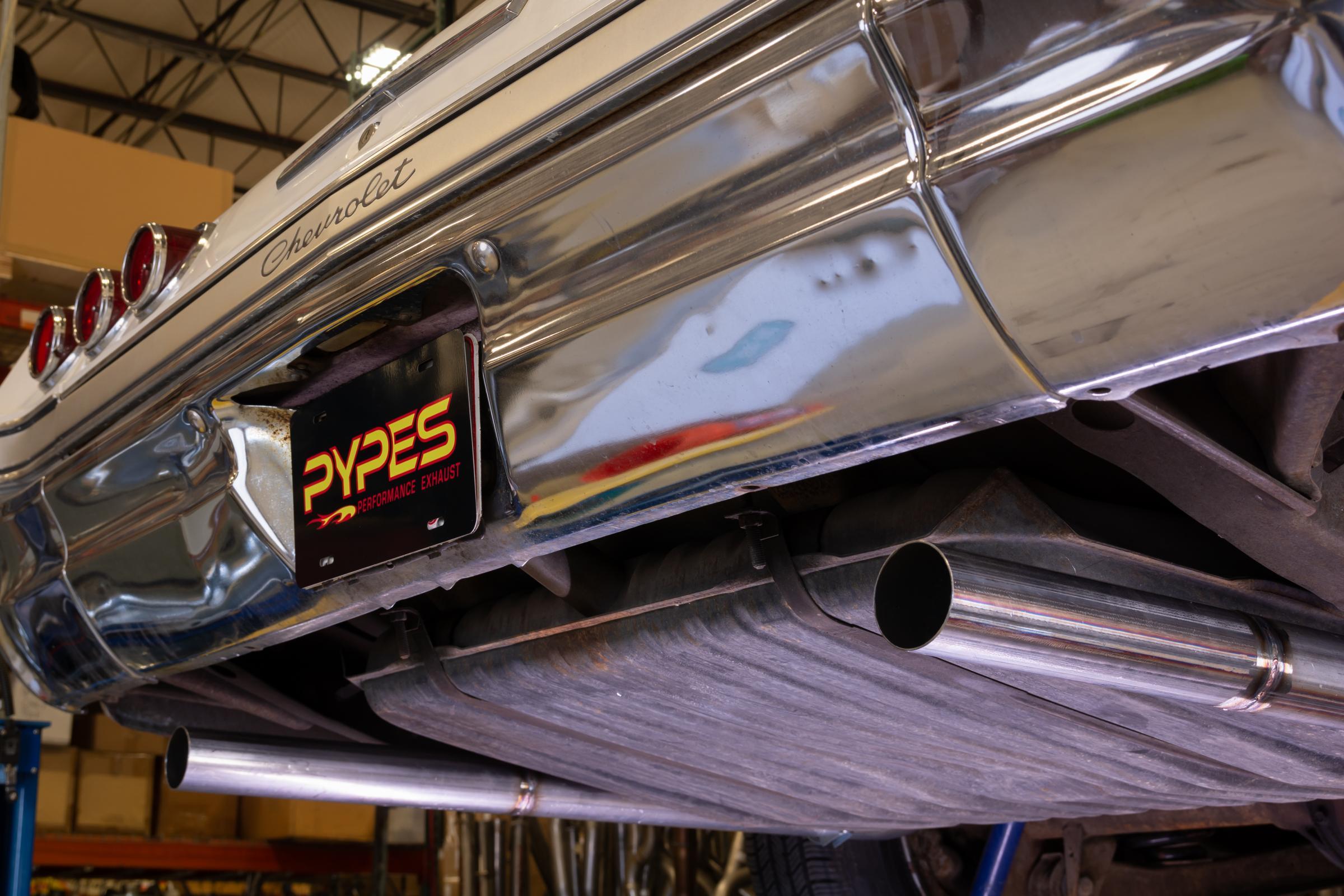Pypes 1965-70 Chevy Impala H-Pipe Crossmember Back Exhaust 409 SS Rear Exit Turbo Pro Mufflers - SGB45T