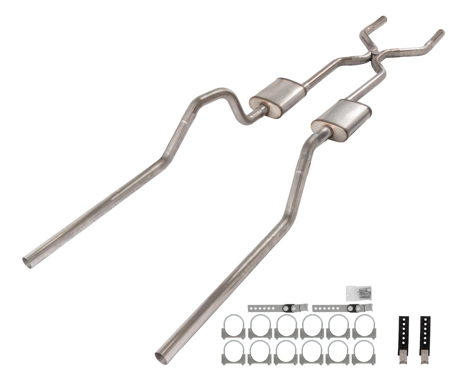 Pypes 1965-70 Chevy Impala H-Pipe Crossmember Back Exhaust 409 SS Rear Exit Turbo Pro Mufflers - SGB45T