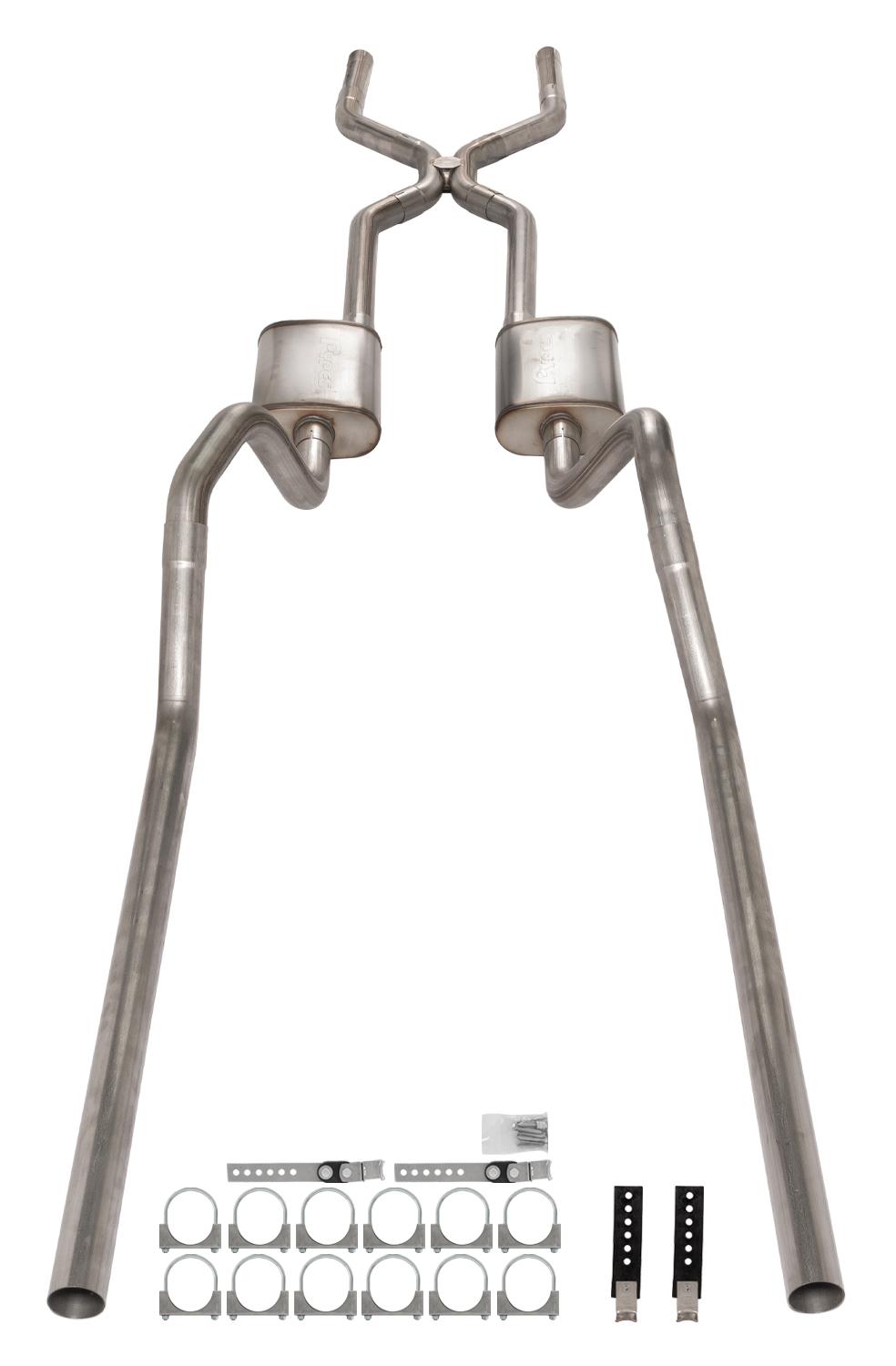 Pypes 1965-70 Chevy Impala H-Pipe Crossmember Back Exhaust 409 SS Rear Exit Turbo Pro Mufflers - SGB45T