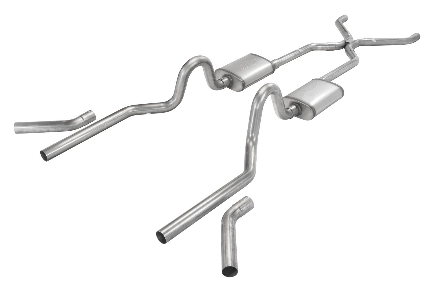 Pypes 1955-1957 Tri-Five Chevy 2.5 Inch Crossmember Back Exhaust System With H-Bomb H-Pipe 409 Stainless No Mufflers - SGC40