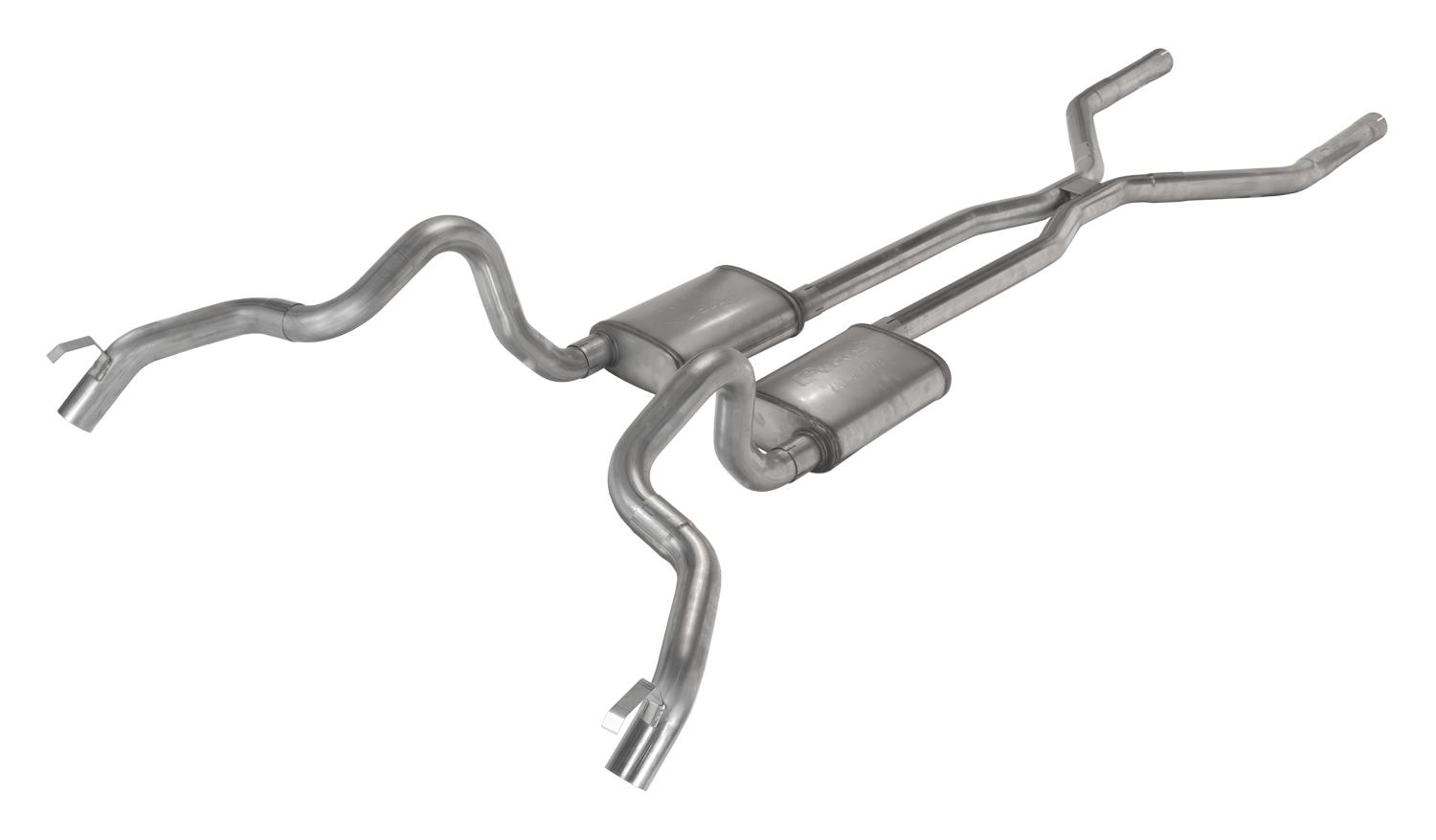 Pypes Crossmember Back w/H-Pipe Exhaust System 70-74 F-Body Split Rear Dual Quarter Exit 3in Intermediate And Tail Pipe Turbo Pro Mufflers/Hardware Incl Tip Not Incl Polished 304 Stainless Pypes Exhaust - SGF43T