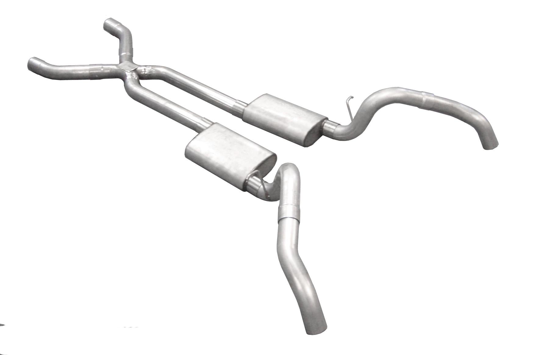 Pypes Crossmember Back w/X-Pipe Exhaust System 67-69 Split Rear Dual Exit 3 in Intermediate And Tail Pipe Violator Mufflers/Hardware Incl Tip Not Incl Natural 409 Stainless Steel Pypes Exhaust - SGF63V