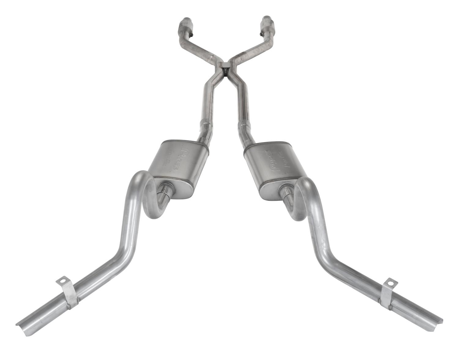 Pypes Crossmember Back w/H-Pipe Exhaust System 78-88 EL Camino Exc SS Split Rear Dual Exit 2.5 in Intermediate And Tail Pipe Turbo Pro Muffler/Hardware Incl Tip Not Incl Catalytic Converter Incl Pypes Exhaust - SGG940TE