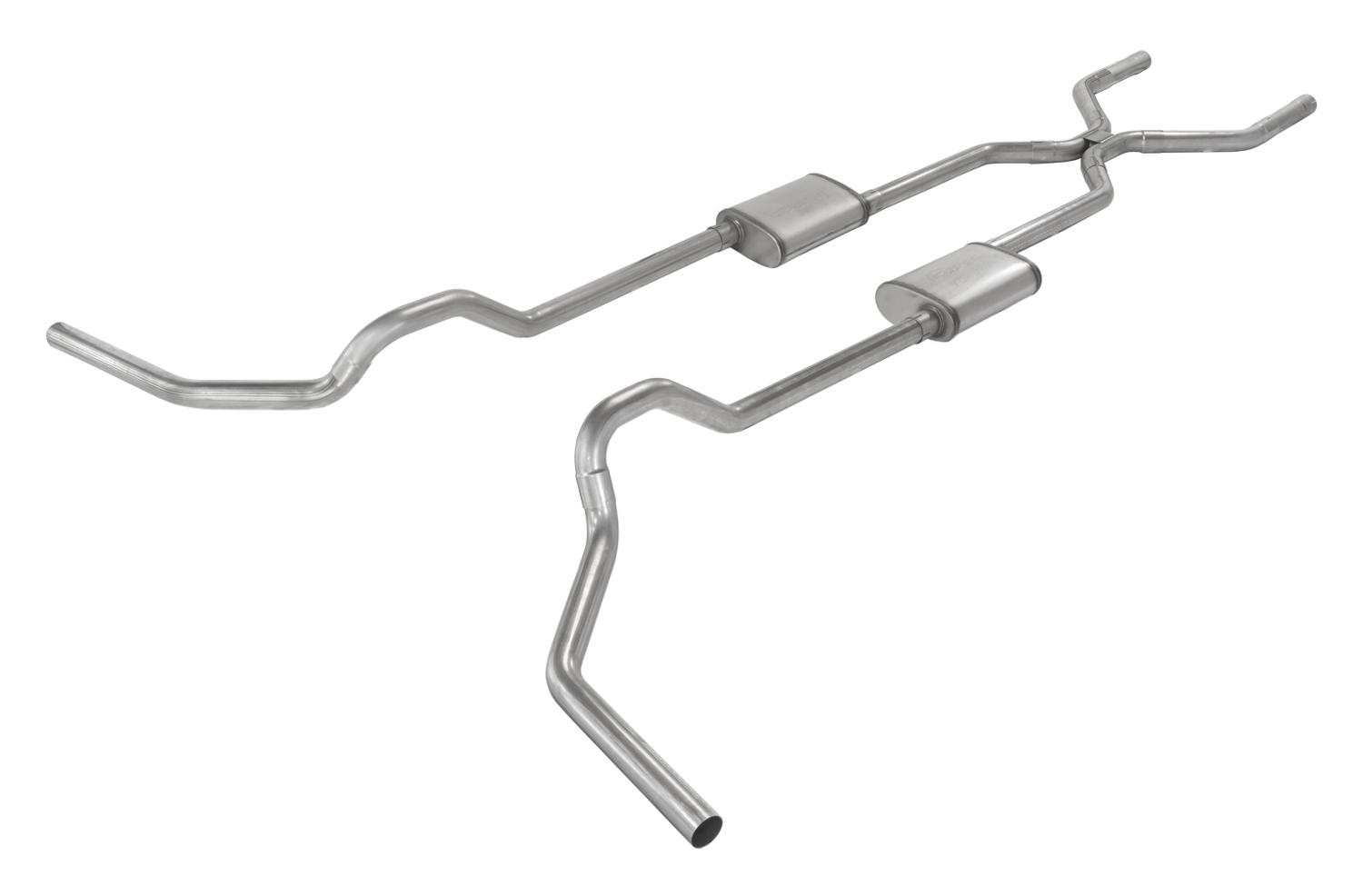 Pypes 1975-1987 GM Truck 2.5 Inch Crossmember Back With H-Bomb H-Pipe Exhaust System Includes Catalytic Converters 409 Stainless Turbo Pro Mufflers - SGT978TE