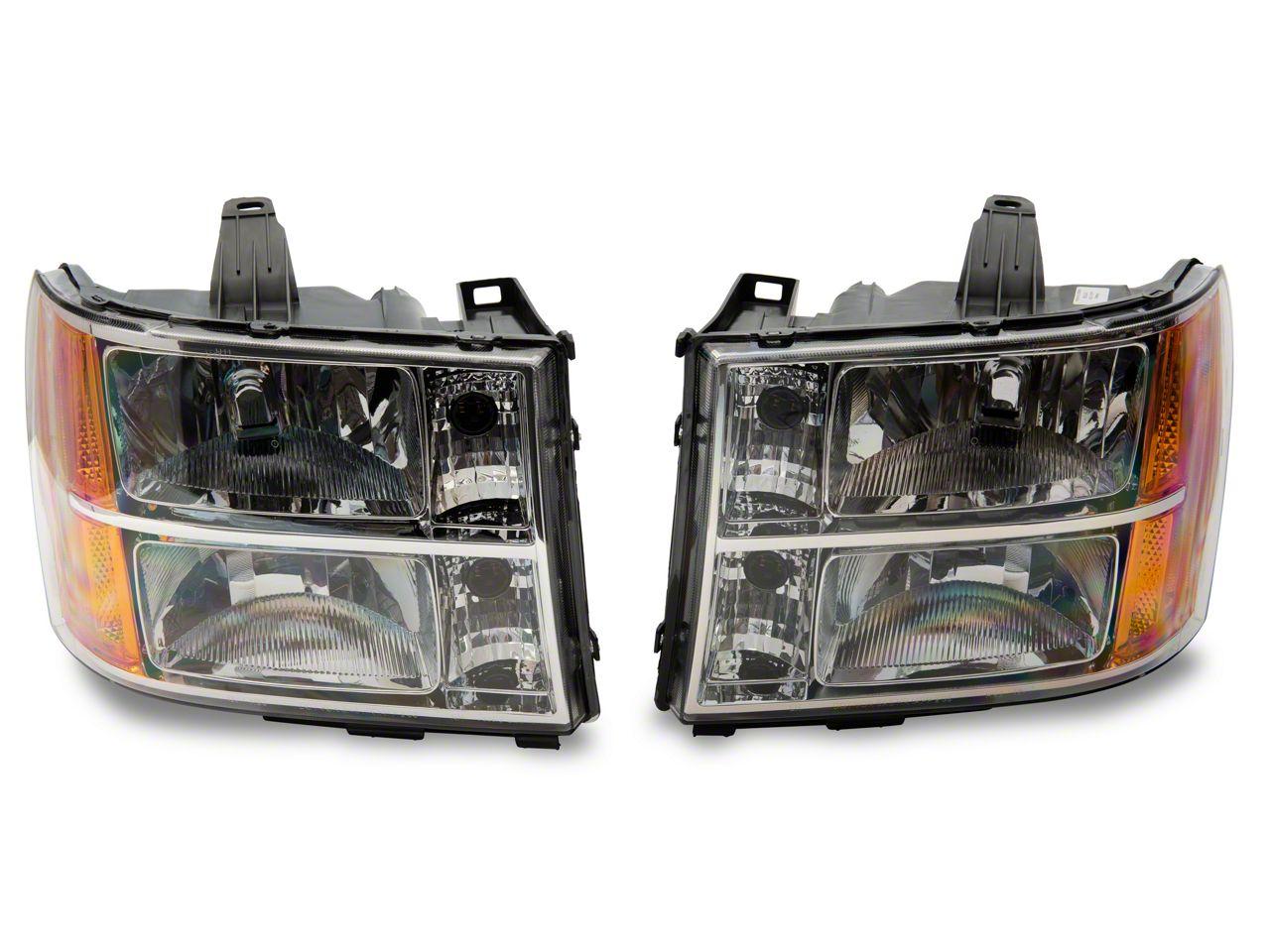 Raxiom Axial Series Oem Style Replacement Headlights; Chrome Housing; Clear Lens (2007-2014 Sierra 1500, Sierra 2500 HD, Sierra 3500 HD) - S518298