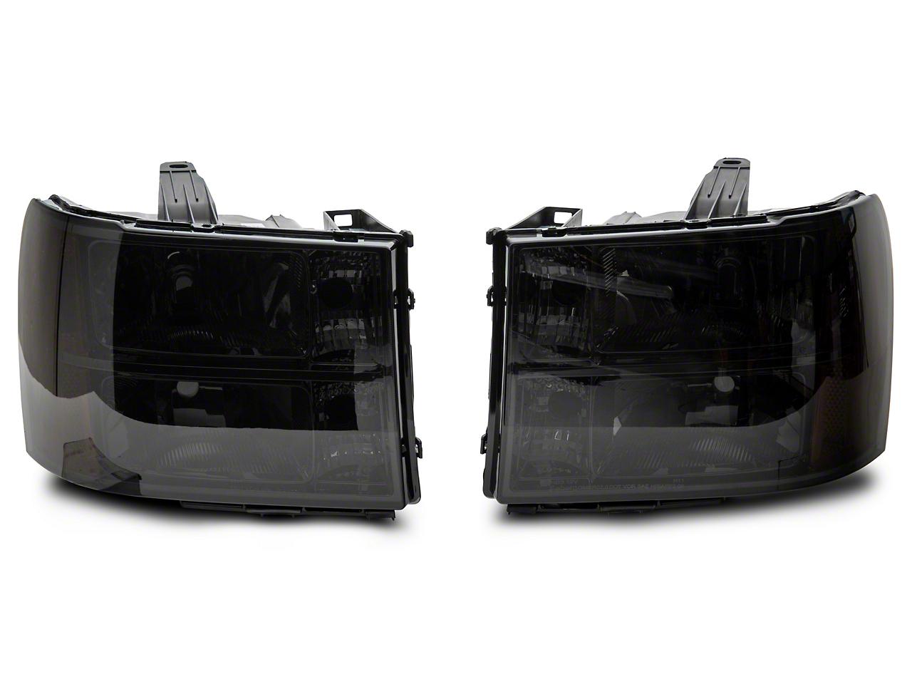 Raxiom Axial Series Oem Style Replacement Headlights; Chrome Housing; Smoked Lens (2007-2014 Sierra 1500, Sierra 2500 HD, Sierra 3500 HD) - S518299