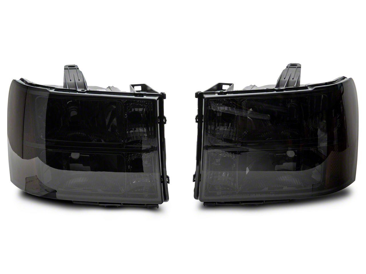 Raxiom Axial Series Oem Style Replacement Headlights; Chrome Housing; Smoked Lens (2007-2014 Sierra 1500, Sierra 2500 HD, Sierra 3500 HD) - S518299