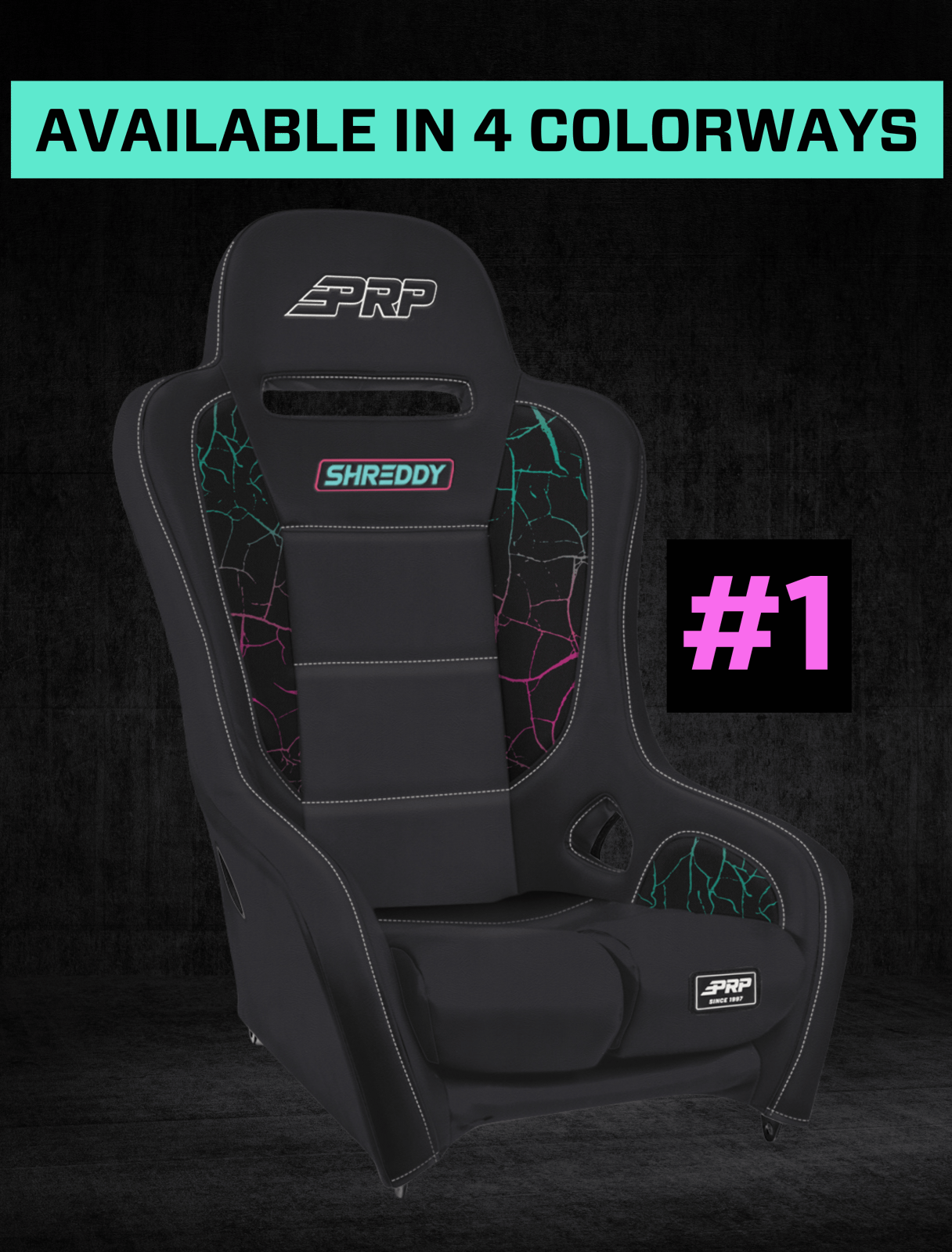 PRP Seats Shreddy Edition Podium Suspension Seat Cracked Black - SHRDYA9101-05