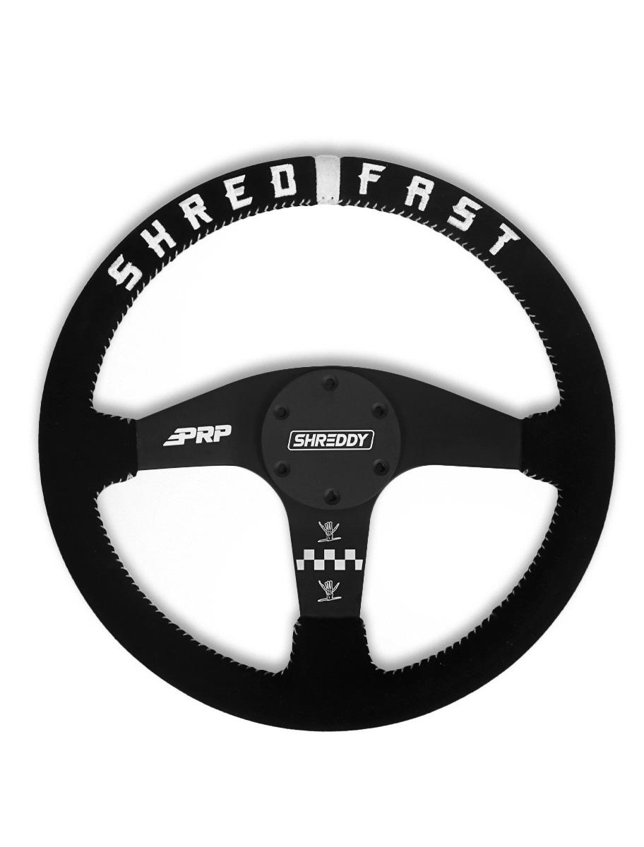 PRP Seats PRP X Shreddy Shred Fast Steering Wheel 13 Inch Diameter Black and White Flat - SHRDYG257
