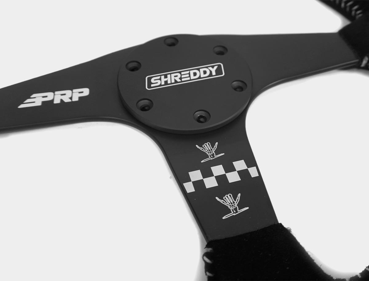 PRP Seats PRP X Shreddy Shred Fast Steering Wheel 13 Inch Diameter Black and White Flat - SHRDYG257