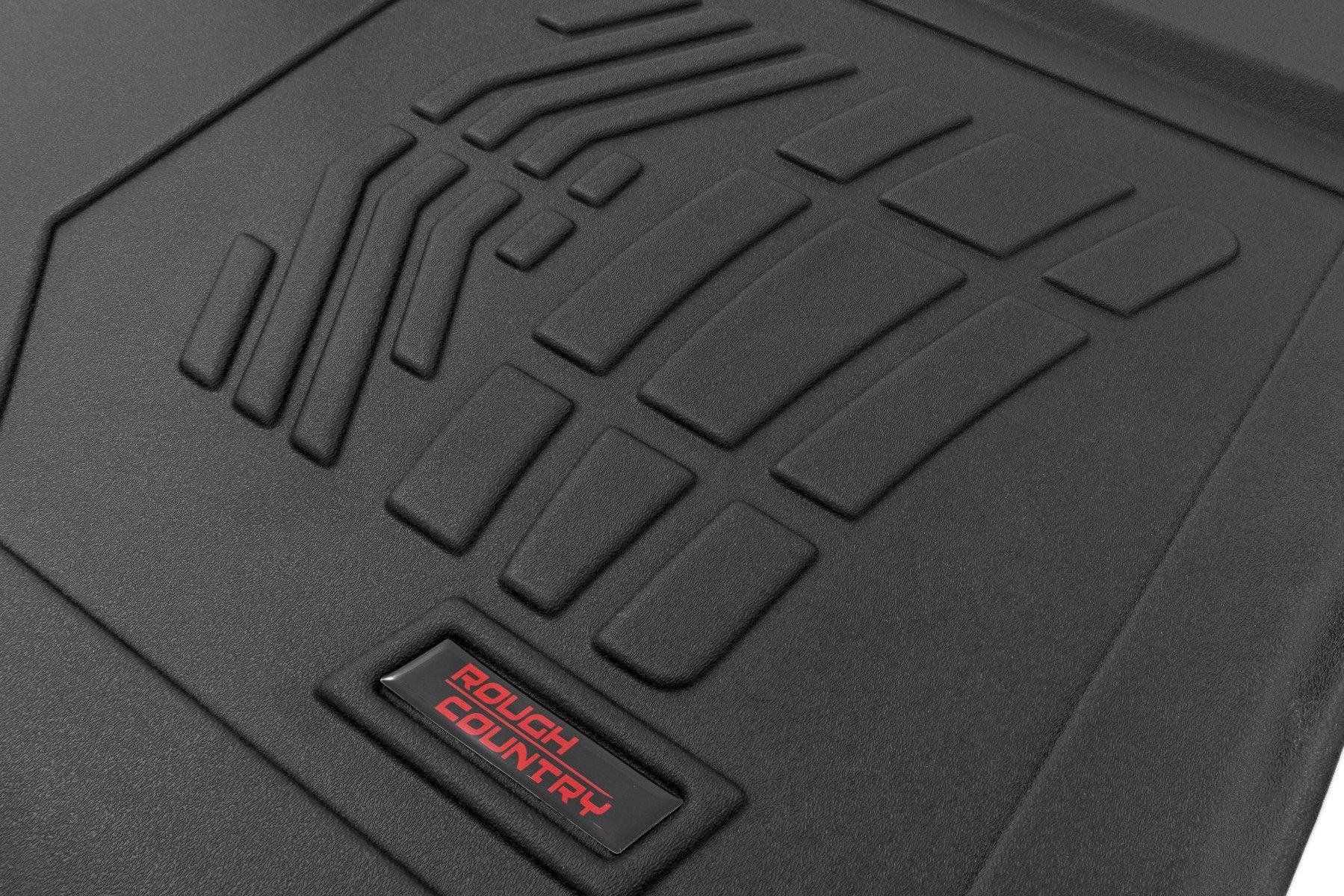 Rough Country Sure-Fit Floor Mats Front Over Hump Crew Silverado/Sierra 1500/2500HD/3500HD (19-26) (2019-2026 Silverado 1500, Sierra 1500, Sierra 3500 HD, Sierra 2500 HD, Silverado 2500 HD, Silverado 3500 HD, Silverado 1500 LTD, Sierra 1500 Limited) - SM2