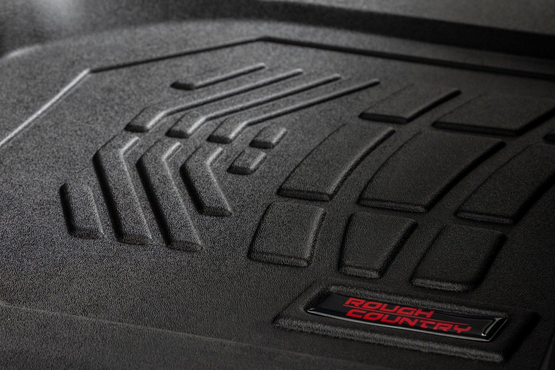 Rough Country Sure-Fit Floor Mats Front Over Hump Crew Silverado/Sierra 1500/2500HD/3500HD (19-26) (2019-2026 Silverado 1500, Sierra 1500, Sierra 3500 HD, Sierra 2500 HD, Silverado 2500 HD, Silverado 3500 HD, Silverado 1500 LTD, Sierra 1500 Limited) - SM2
