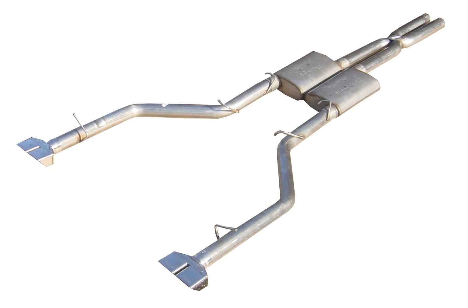 Pypes Cat Back Exhaust System Split Rear Dual Exit 08-14 Challenger V8 Exc SRT8 2.5 in Intermediate And Tail Pipe Race Pro Muffler/Hardware/Polished Tips Incl Natural Finish 409 Stainless Steel Pypes Exhaust - SMC20R