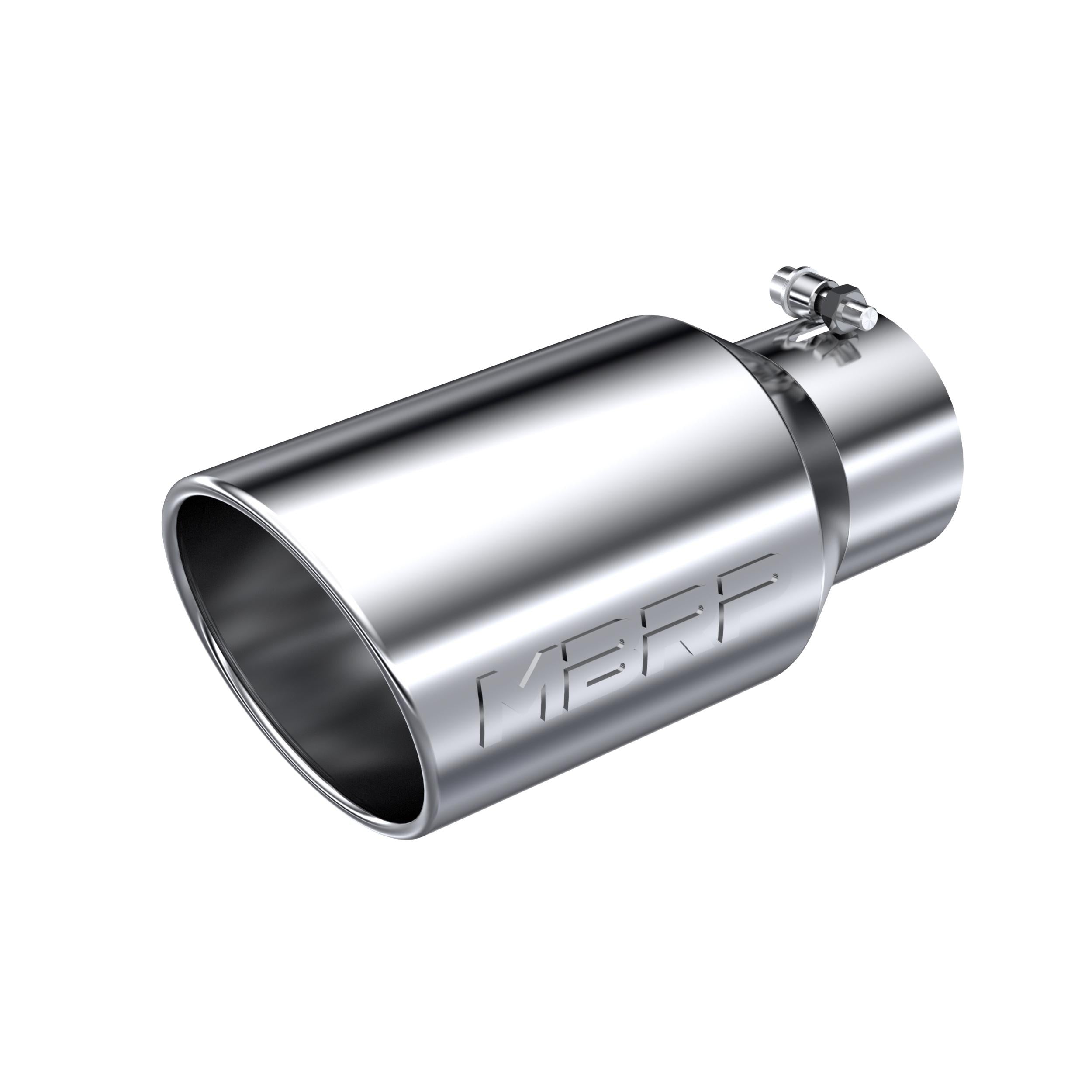 MBRP Tip 6" Od. Angled Rolled End. 4" Id. 12" Length. T304 Stainless Steel. - T5073