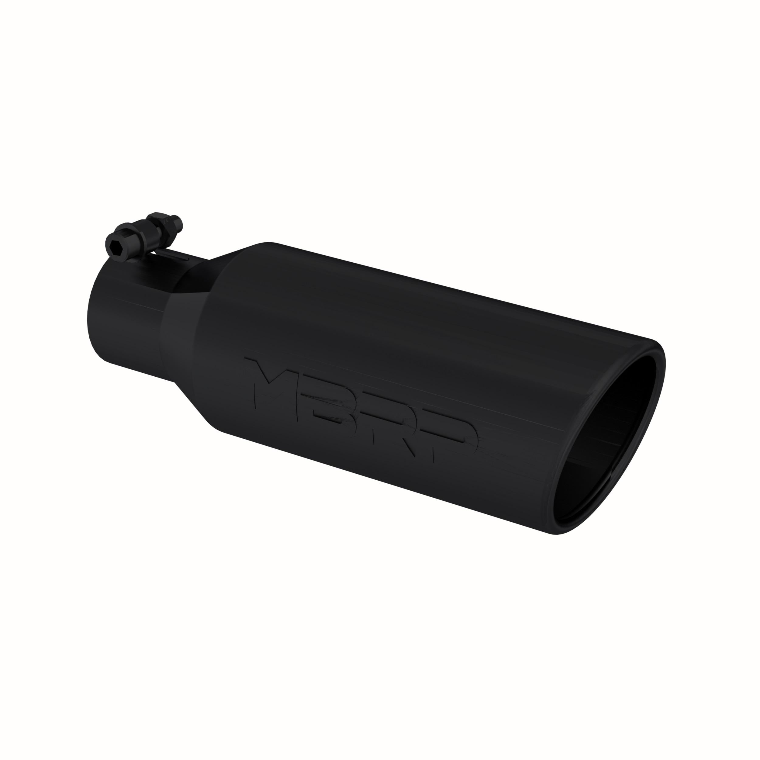 MBRP Tip. 4In. O.D.. Angled Rolled End. 2.5In. Inlet. 12In. In Length. Blk - T5150BLK