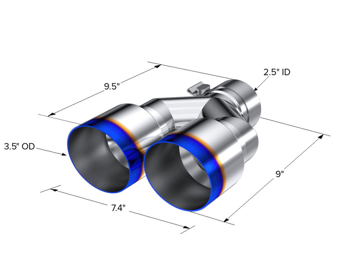 MBRP 2.5" Inlet Exhaust Tip. T304 Stainless Steel, Burnt End. - T5170BE