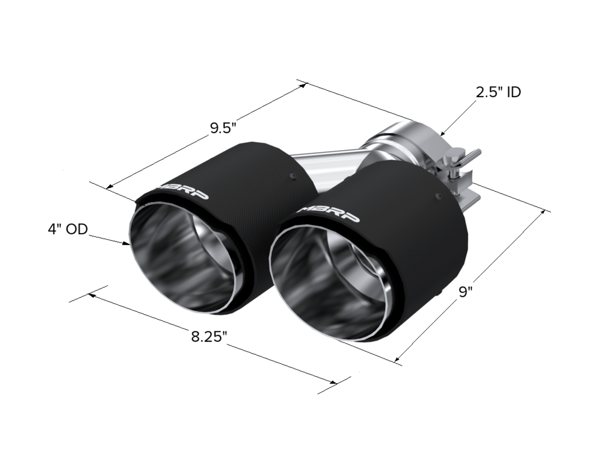 MBRP Carbon Fiber Tip; 2.5" inlet, Dual 4" OD Out dual wall - Passenger Side - T5177CF