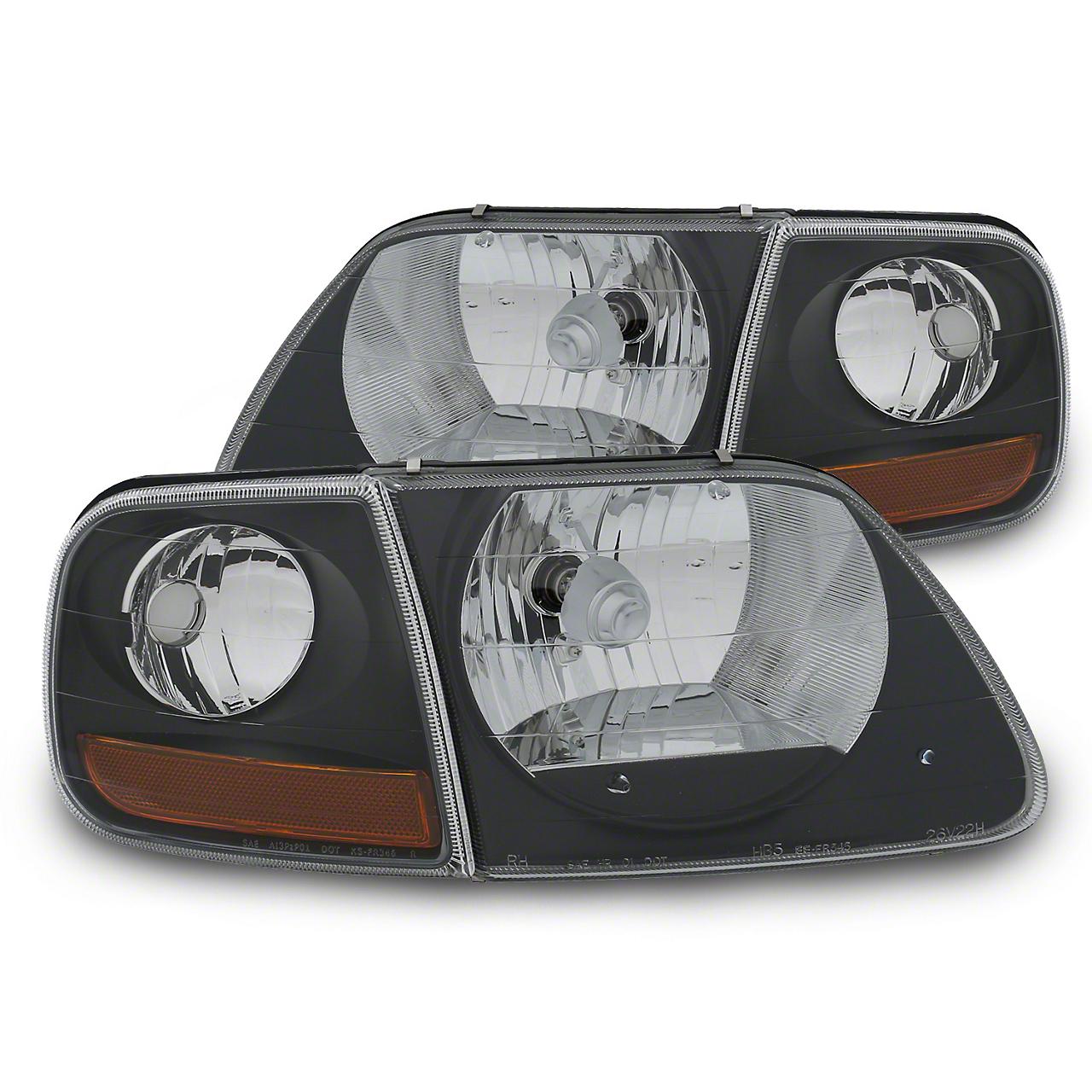 Raxiom G2 Euro Headlights With Parking Lights; Black Housing; Clear Lens (1997-2003 F-150) - T542830