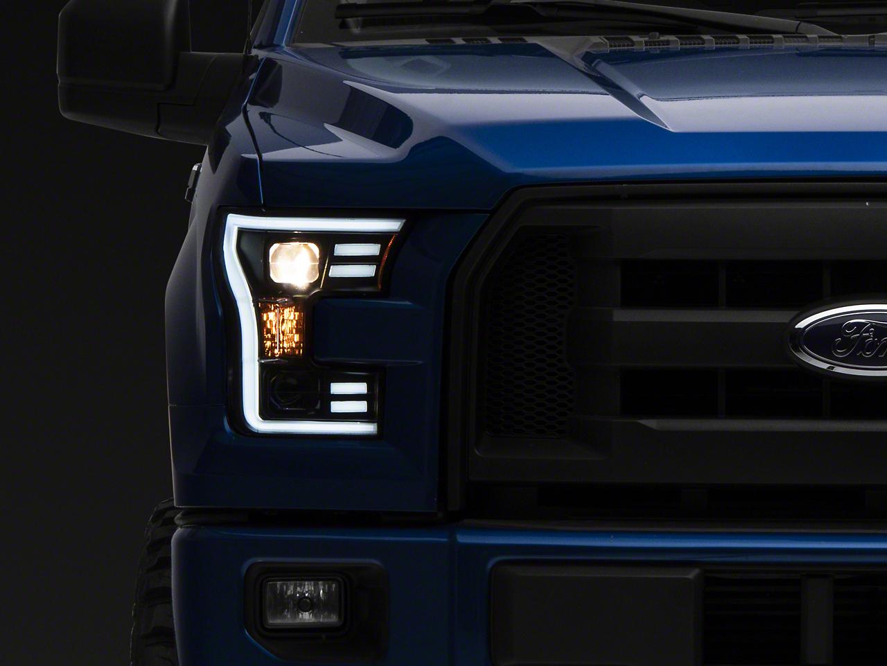 Raxiom G3 Projector Headlights With Led Accent; Black Housing; Clear Lens (2015-2017 F-150 XL, F-150 Lariat, F-150 XLT) - T542837