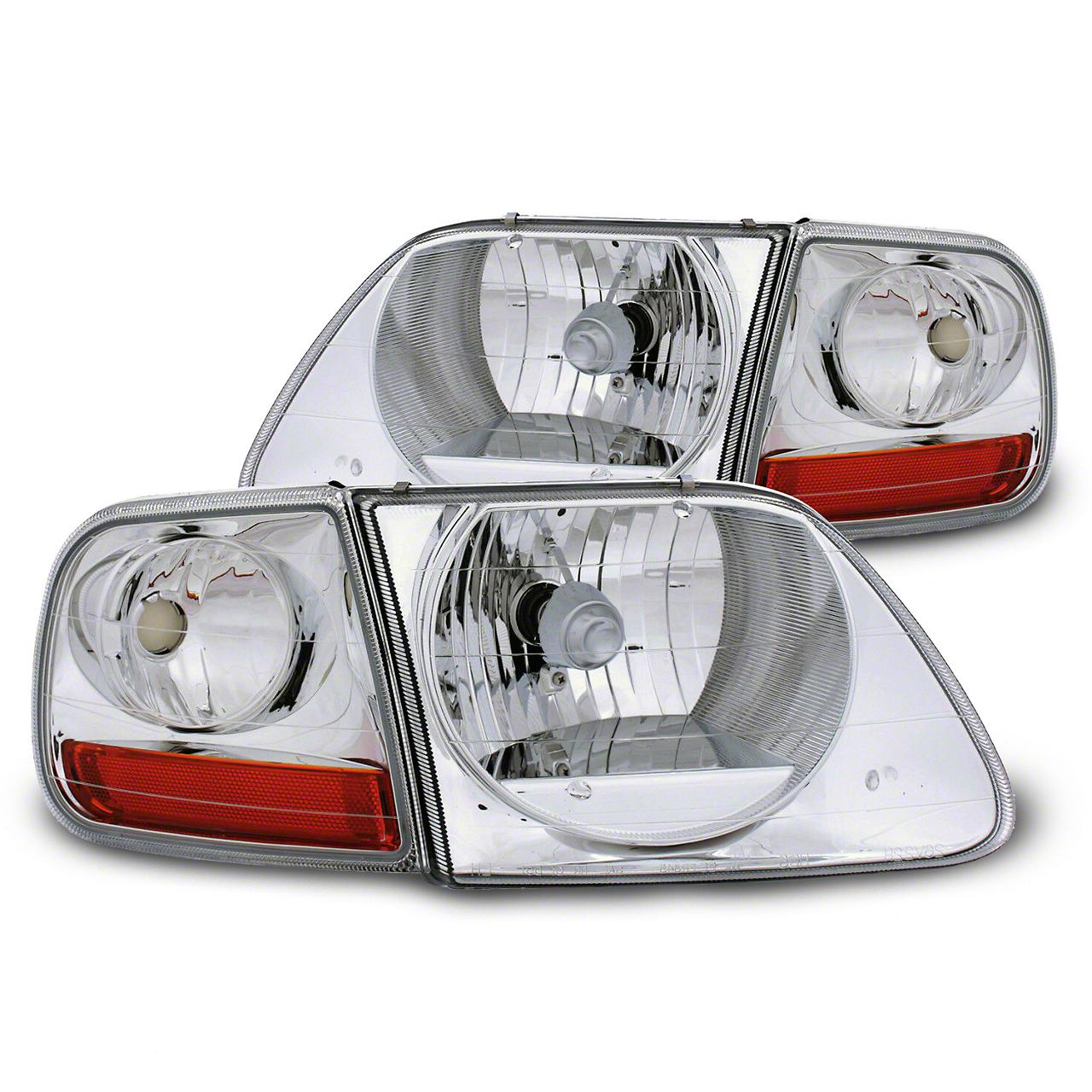 Raxiom G2 Euro Headlights With Parking Lights; Chrome Housing; Clear Lens (1997-2003 F-150) - T542853
