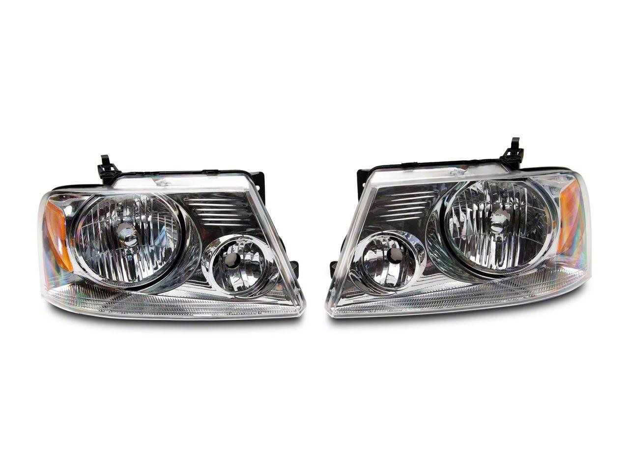 Raxiom Axial Series Oem Style Replacement Headlights; Chrome Housing; Clear Lens (2004-2008 F-150) - T551341