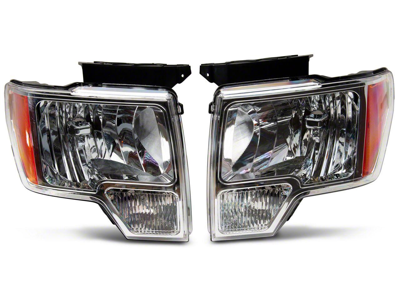 Raxiom Axial Series Oem Style Replacement Headlights; Chrome Housing; Clear Lens (2009-2014 F-150) - T551343