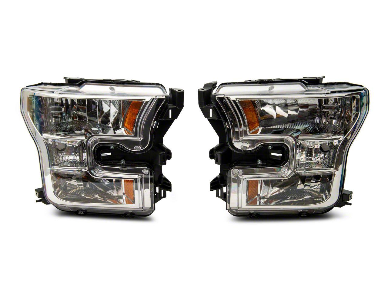 Raxiom Axial Series Oem Style Replacement Headlights; Chrome Housing; Clear Lens (2015-2017 F-150 XL, F-150 Lariat, F-150 XLT) - T551345