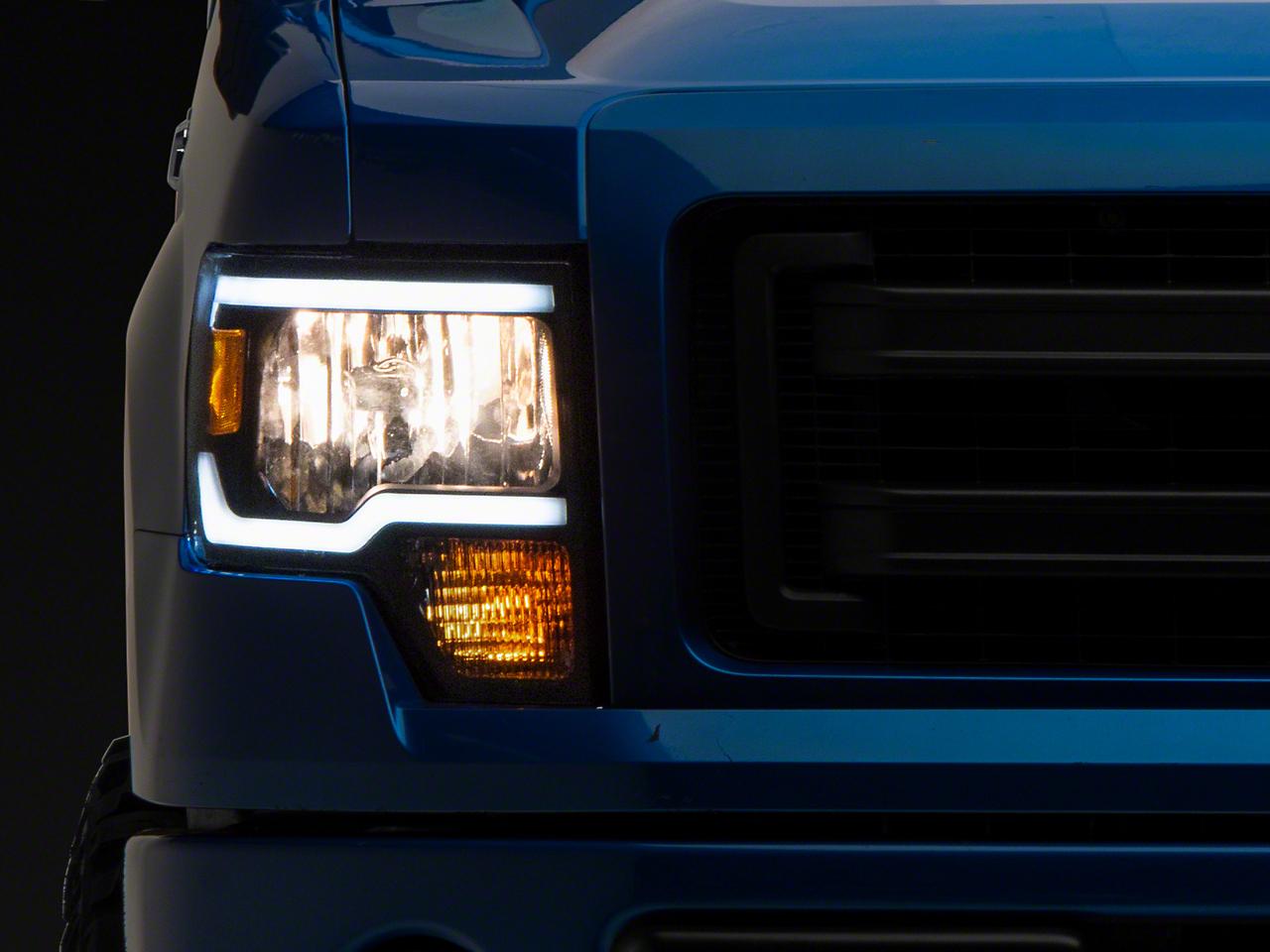 Raxiom Axial Series Headlights With Led Bar; Black Housing; Clear Lens (2009-2014 F-150) - T566367
