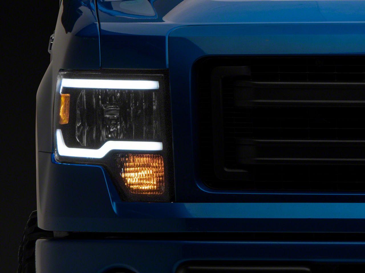 Raxiom Axial Series Headlights With Led Bar; Black Housing; Clear Lens (2009-2014 F-150) - T566367