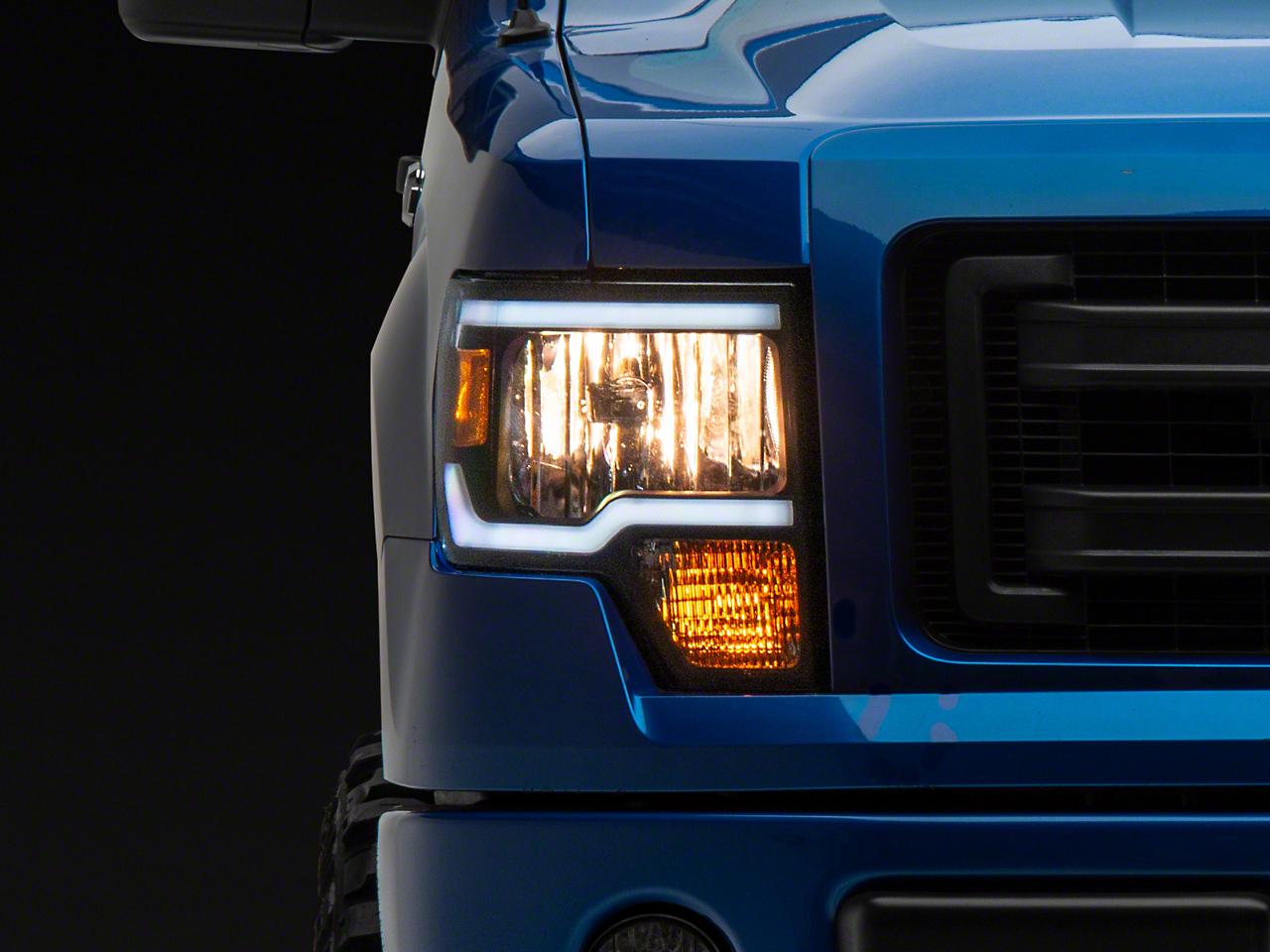 Raxiom Axial Series Headlight With Sequential Led Bar; Black Housing; Clear Lens (2009-2014 F-150) - T566368