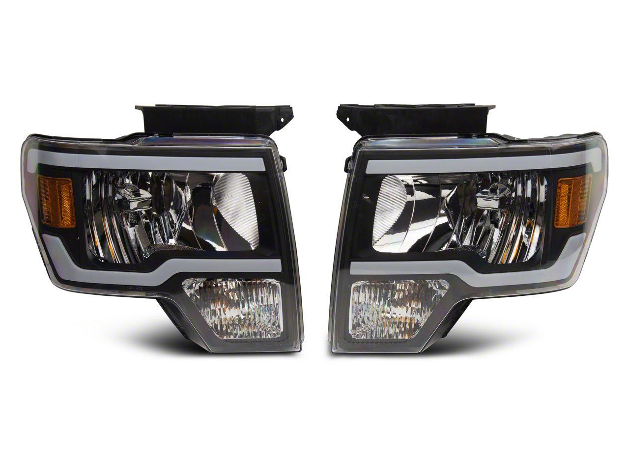 Raxiom Axial Series Headlight With Sequential Led Bar; Black Housing; Clear Lens (2009-2014 F-150) - T566368