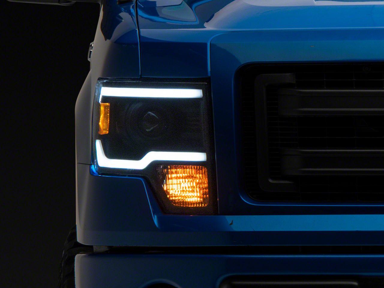 Raxiom Axial Series Projector Headlights With Led Light Bar; Black Housing; Clear Lens (2009-2014 F-150) - T566369