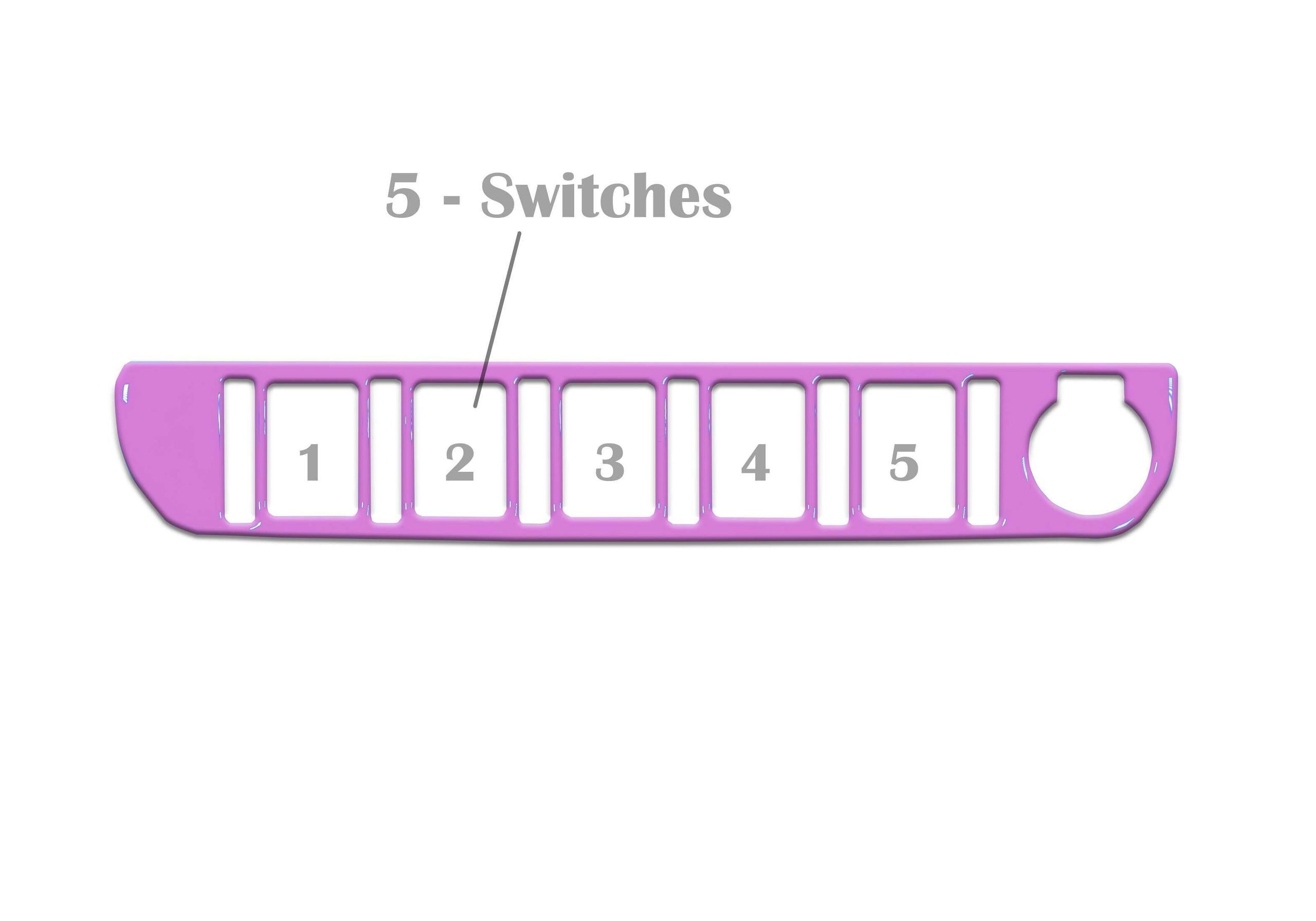 TUFSKINZ Center Dash Switch Panel with 5-Switches Accent Trim (2016-2023 Tacoma) - TAC023-PUR-G