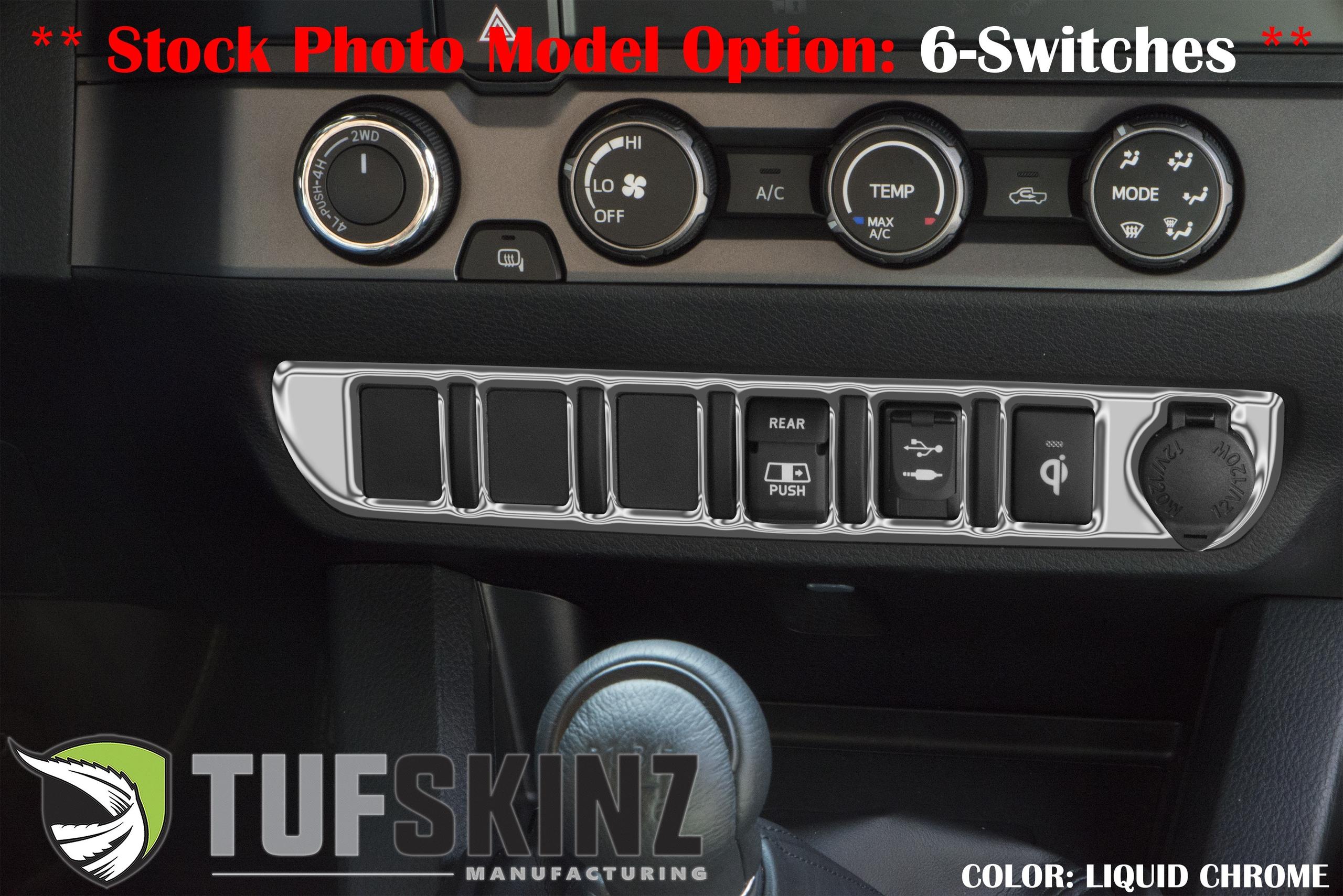 TUFSKINZ Center Dash Switch Panel with 6-Switches Accent Trim (2016-2023 Tacoma) - TAC024-DC-G