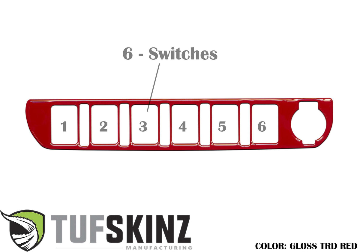 TUFSKINZ Center Dash Switch Panel with 6-Switches Accent Trim (2016-2023 Tacoma) - TAC024-RED-G