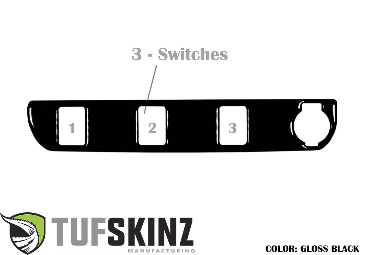 TUFSKINZ Center Dash Switch Panel with 3-Switches Accent Trim (2016-2023 Tacoma) - TAC030-BLK-G